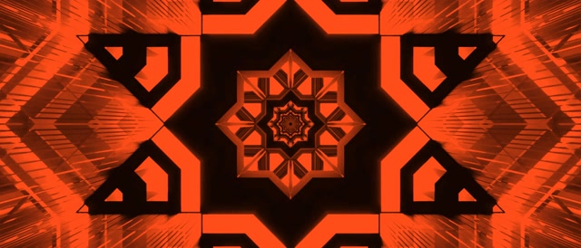 Tunel Neon Caleidoscop Stea Portocaliu VJ Loop 21:9 Ultrawide 60fps Screensaver