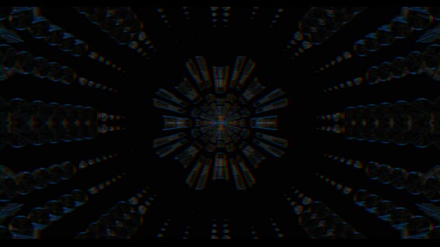 Neon Tunnel 60fps with Blue Orange Geometric Kaleidoscope Pattern and Radial...