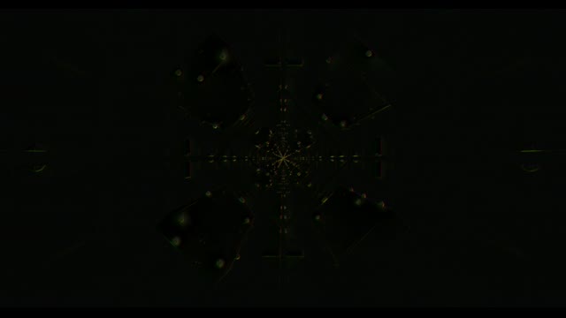 Golden neon tunnel with geometric patterns and particle effects 60fps