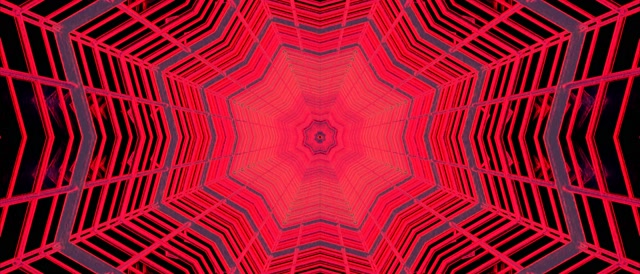 Vj loop Neon Tunnel Red Octagon Kaleidoscope 21:9 Ultrawide 60fps Screensaver