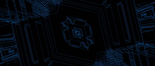 Blue Neon Tunnel Screensaver 21:9 Ultrawide 60fps VJ Loop Geometric Dark