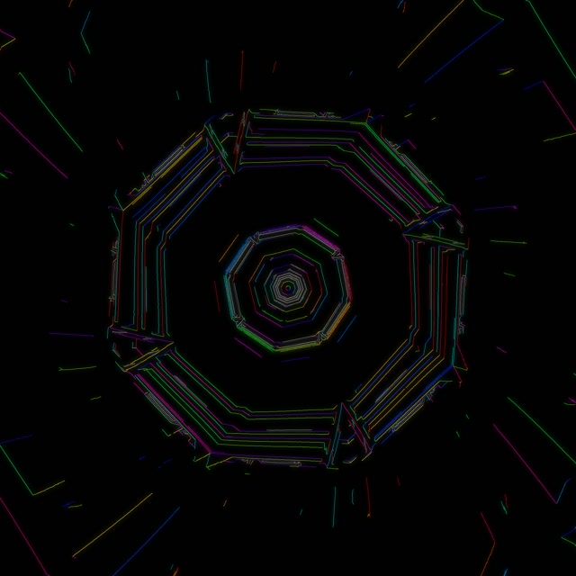 Neon Tunnel Octagon Vortex | 1:1 Square 60fps VJ Loop Screensaver
