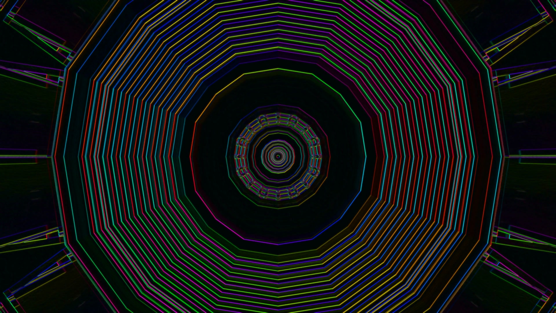 neon tunnel screensaver 4k 60fps vj loop colorful geometric motion background