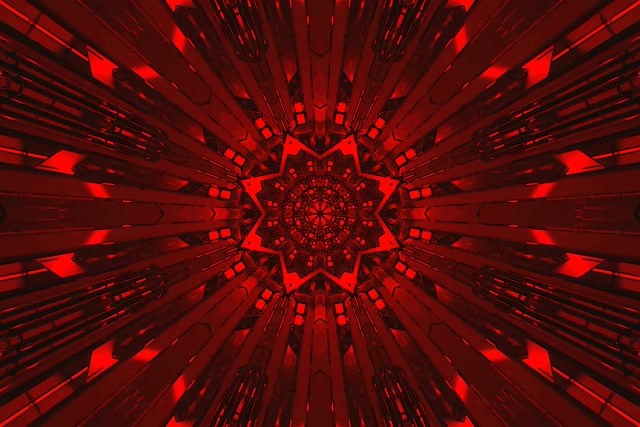 Красный Неоновый Туннель Звезда Заставка VJLoops 3:2 Surface 60fps