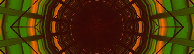 Неоновый Туннель Зелено-Оранжевый Калейдоскоп 32:9 Супер Ультраширокий 60fps Заставка VJLoops