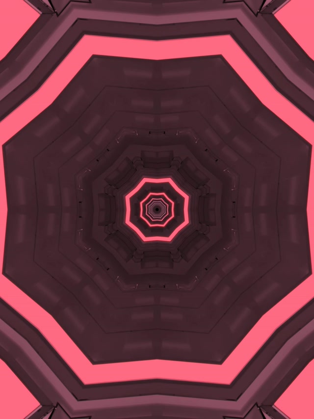 Неоновый Туннель Розовый Восьмиугольник Воронка Заставка 3:4 iPad Portrait 60fps VJ Loop