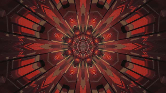 Červený Kaleidoskop Mandala VJLoops - Abstraktné Geometrické Pohybové Pozadie