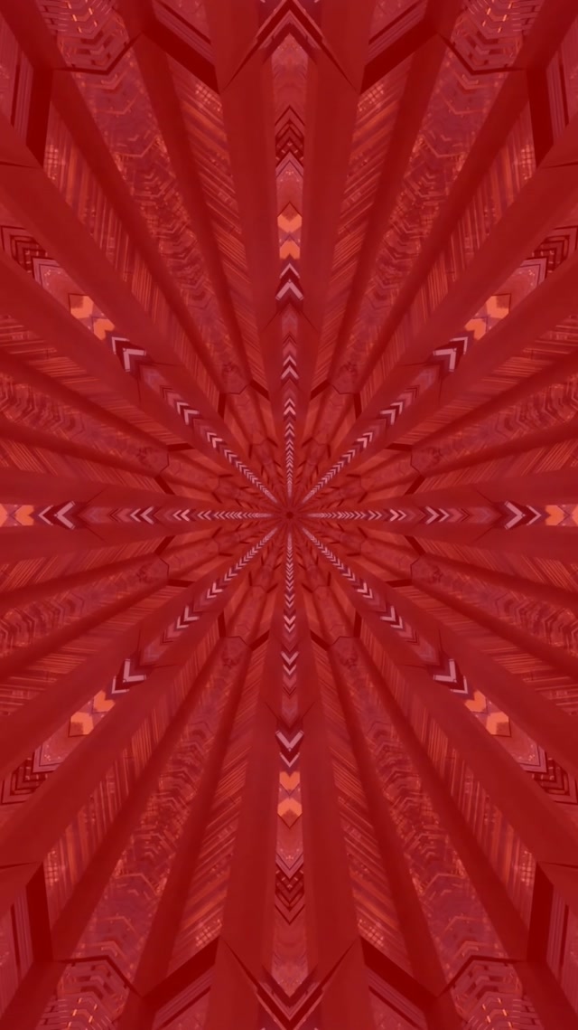 Red Kaleidoscope Star Neon Tunnel Vj Loop 9:16 Reels 60fps Screensaver