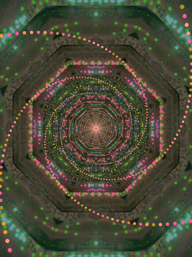 Neonový tunel oktagon vortex VJ Loop 3:4 iPad Portrait 60fps šetrič obrazovky