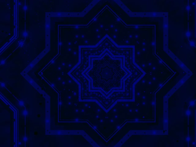 Neonový Tunel Modrá Hviezda Vír 4:3 Klasický 60fps Šetrič Obrazovky VJ Loop