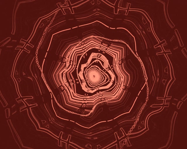 Neonový Tunel Červený Octagon Vortex VJ Loop 60fps 5:4 industrial Screensaver