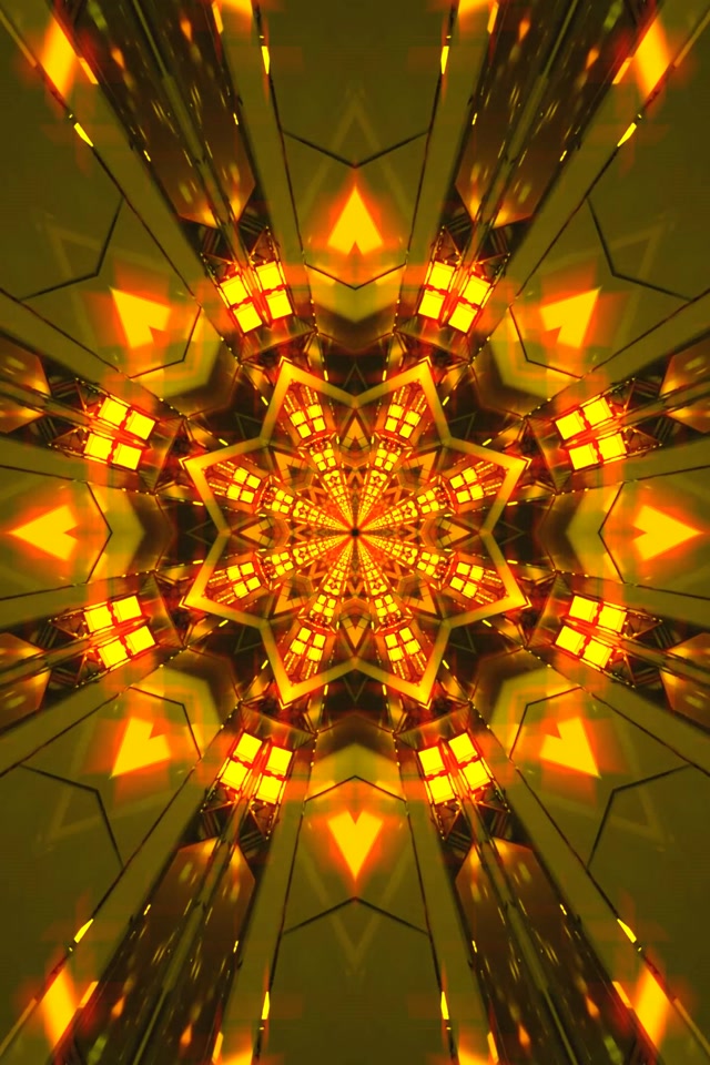 Neon Tunel Kaleidoskop Star Burst VJ Loop 2:3 Photo Portrait 60fps Šetrič Obrazovky