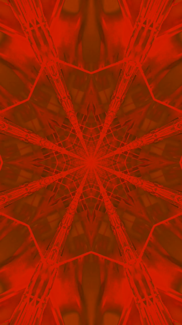 Red Neon Tunnel Kaleidoscope Star Burst VJ Loop 9:16 Reels 60fps Screensaver