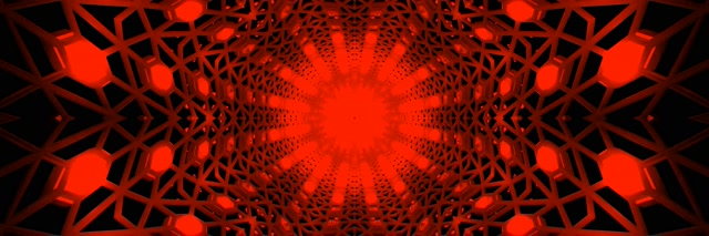Červený Neonový Tunel Mandala Pulse VJ Loop 3:1 Triple Wide 60fps Screensaver
