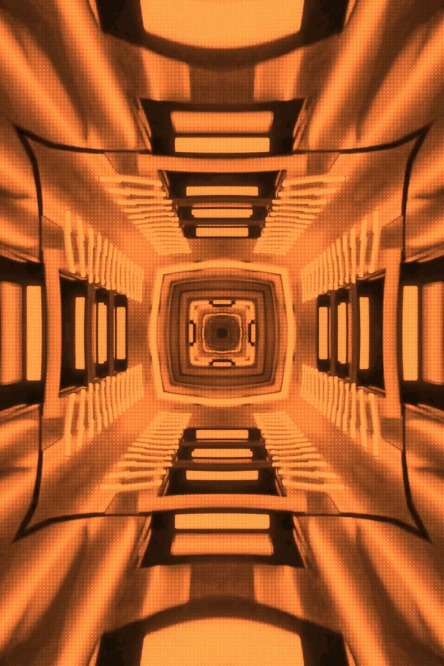 Neon Tunel Oranžový Kaleidoskop VJ Loop 2:3 Photo Portrait 60fps Šetrič Obrazovky