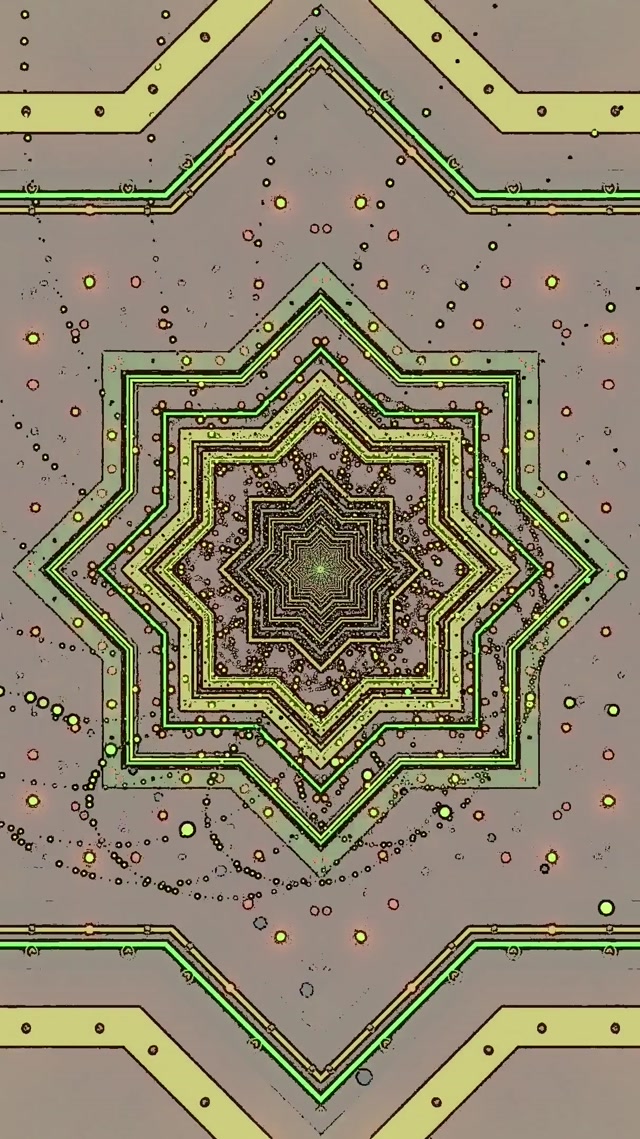 Neon Tunnel Star Screensaver 60fps 9:16 Reels VJ Loop Green Gold