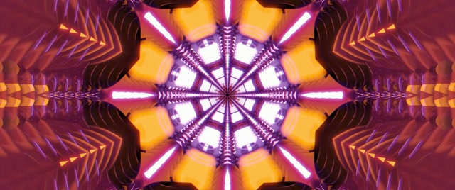 Radiant Kaleidoscope Neon Tunnel VJ Loop 2.39:1 Cinemascope 60fps Screensaver