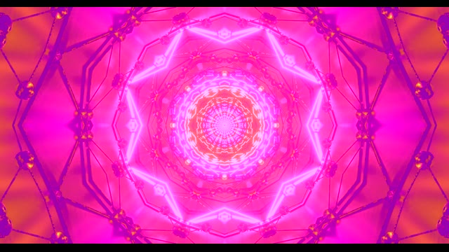 Ružový Fialový Kaleidoskop Tunel VJLoops - Živé Abstraktné Pohybové Pozadie