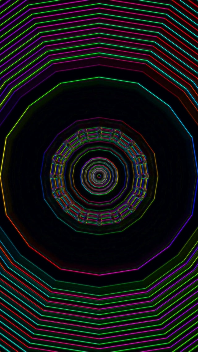 Neon Tunnel Spiraling Octagon Vortex | 9:16 Reels 60fps VJ Loop Screensaver