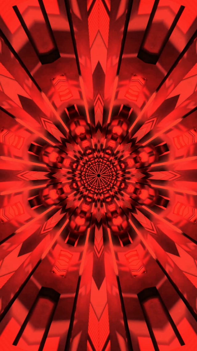 Rdeč Fraktal Kaleidoskop Neon Tunel 9:16 Reels 60fps Ohranjevalnik zaslona VJ Loop
