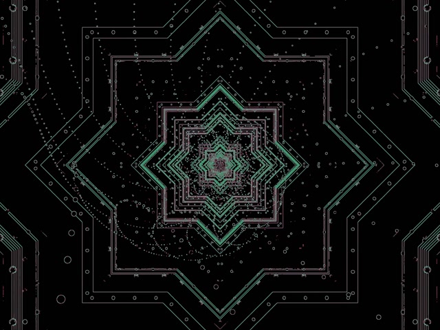 Neon Predor Zeleno Vezje Zvezda Ohranjevalnik Zaslona 4:3 Klasičen 60fps VJ Loop