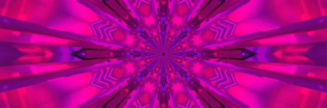 Neon Tunel Magenta Kaleidoskop Zvezda VJ Loop 3:1 Trojno širok 60fps Ohranjevalnik zaslona
