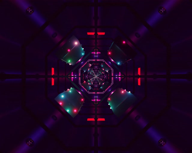 Neon Tunel Screensaver 5:4 Industrial 60fps Vijolična Rdeča VJ Loop