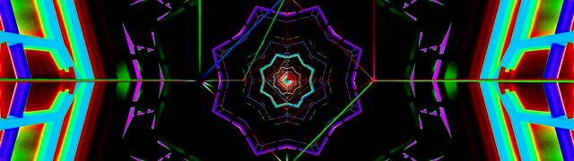 Neon tunel kaleidoskop ohranjevalnik zaslona 32:9 ultraširok 60fps VJ Loop windows 10 barvit geometrijski