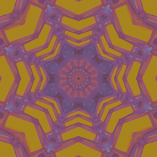 Neon Tunel Zvezda Kaleidoskop Vijolična zlata 1:1 Kvadrat 60fps Ohranjevalnik zaslona VJ Loop