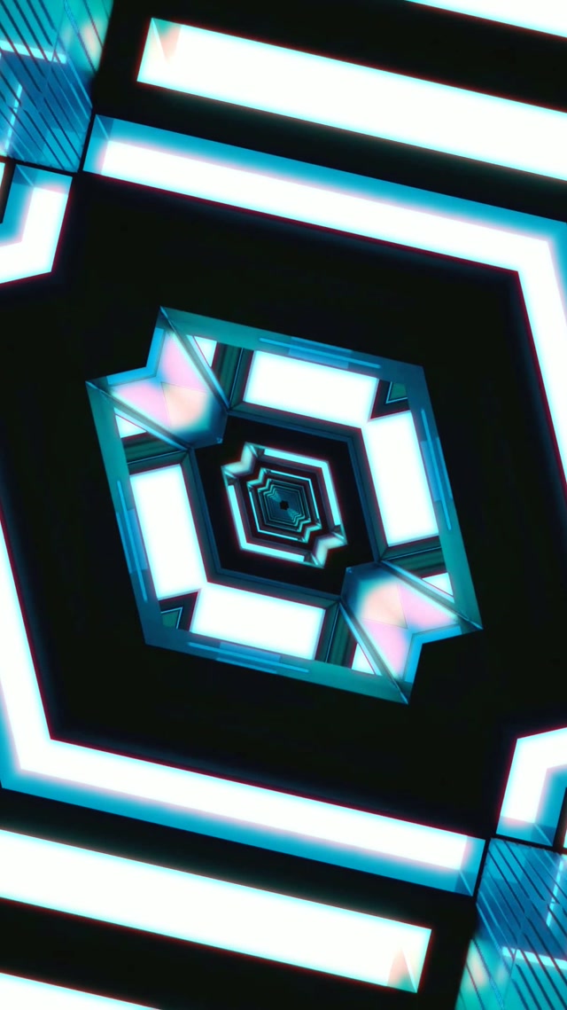 Neon Tunnel Recursive Diamond Vortex VJ Loop 9:16 Reels 60fps Screensaver