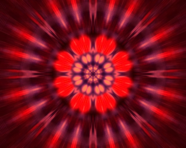 Neon Predor Rdeči Fraktalni Kaleidoskop Izbruh VJ Loop 5:4 industrial 60fps screensaver