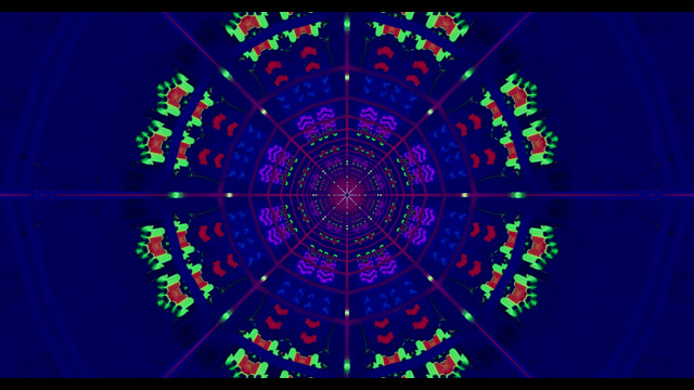 Neonska Kaleidoskop Mandala - Psihedelična Modra Rožnata Zelena VJLoops Gibanje Ozadje...