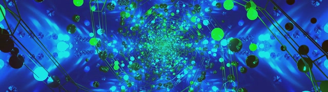 Neon Tunel Modro Zelena Krogla Vrtinec VJ Loop 60fps 32:9 Super Ultraširok Ohranjevalnik Zaslona