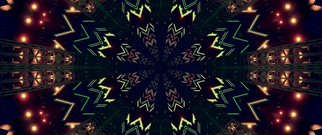 Neon Tunel Kaleidoskop Ohranjevalnik Zaslona 60fps 2.39:1 Vj Loop Zeleni