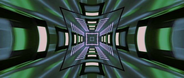 Neon Tunel Zelen Rožnat Diamant Vrtinec VJ Loop 21:9 Ultraširok 60fps Ohranjevalnik Zaslona