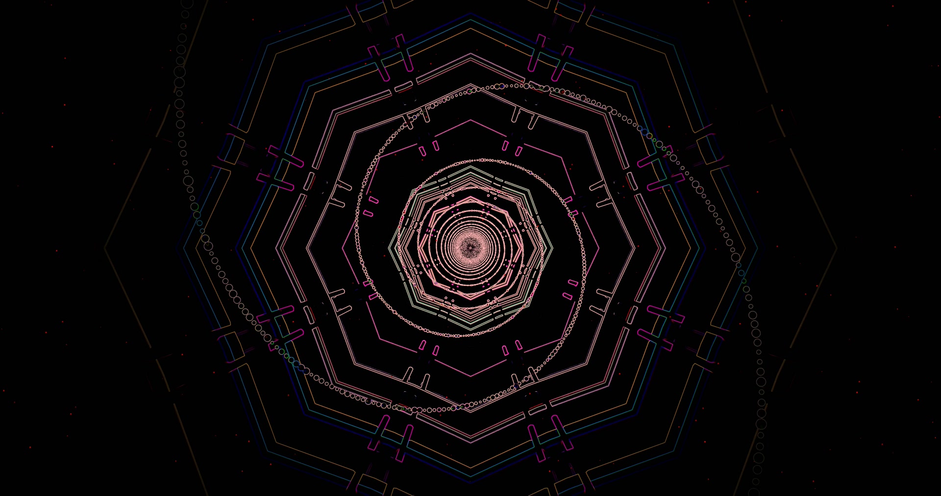 Tunel Neon Screensaver PC 4K UHD 60fps VJLoops Heksagon Rozë