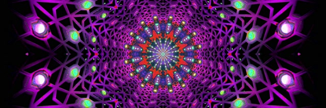 Tunel Neon Kaleidoskop i Kuq Mandala VJ Loop 3:1 Triple Wide 60fps Screensaver