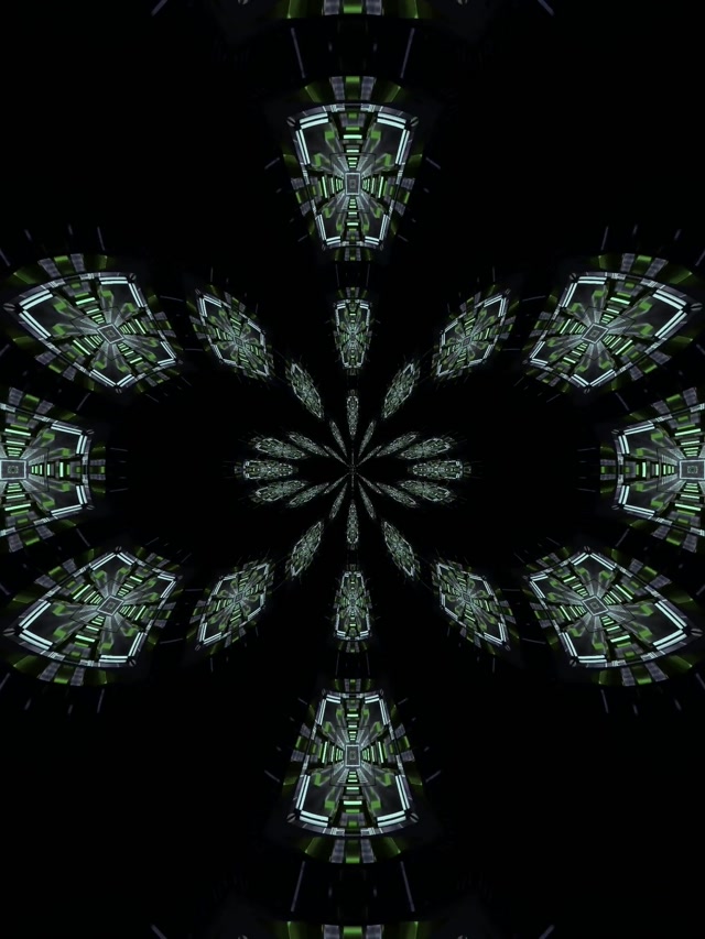 VJ loop Tunel Neon Kaleidoskop Teknologjik Jeshil 3:4 iPad Portrait 60fps Mbrojtës Ekrani