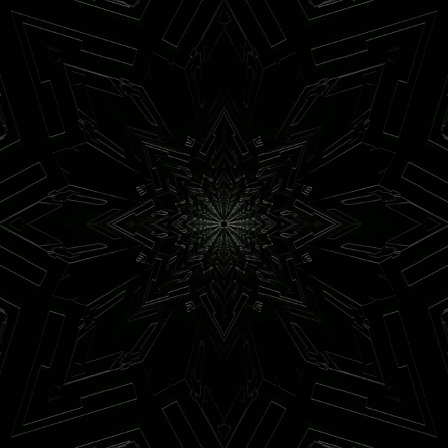 Neon Tunnel Dark Fractal Snowflake Vj Loop 1:1 Square 60fps Screensaver