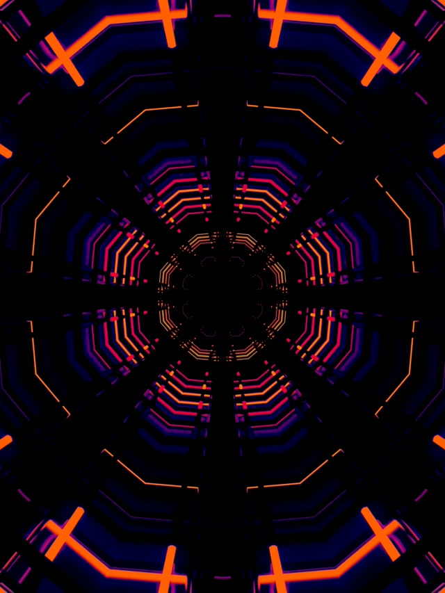 Neon Tunnel Octagon Circuit Grid VJ Loop 3:4 iPad Portrait 60fps Mbrojtës Ekrani