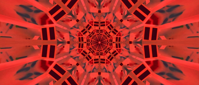 Tunel Neon i Kuq Kaleidoskop Shpërthim VJ Loop 21:9 Ultrawide 60fps Screensaver