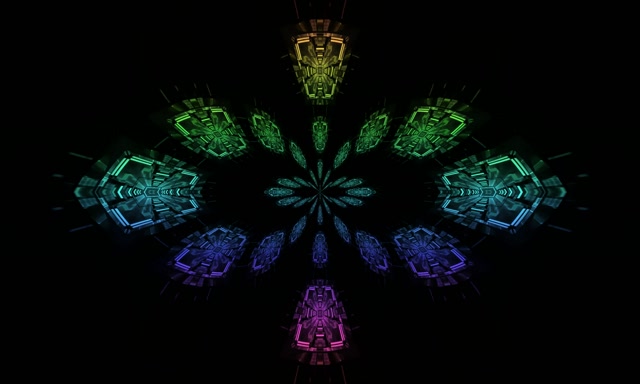 Tunel Neon Lulëzim Kaleidoskop Fraktal VJLoop 5:3 Wide 60fps Mbrojtës Ekrani