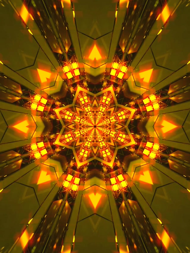 Tunel Neon Ari Star Kaleidoskop VJ Loop 3:4 iPad Portrait 60fps Ruajtës Ekrani