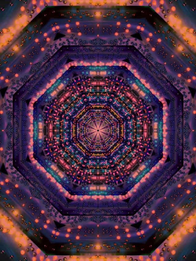 Tunel Neon Kaleidoskop Tetëkëndor Vj Loop 3:4 iPad Portrait 60fps Screensaver
