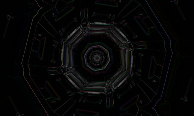 Octagonal Neon Tunnel Vortex 5:3 Wide 60fps Screensaver Loop