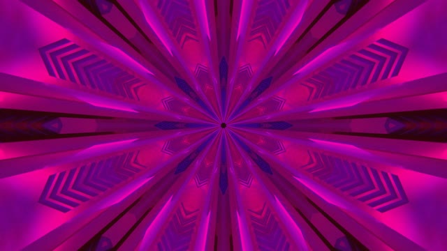 Magenta neon tunnel 60fps with symmetrical geometric arrow patterns...