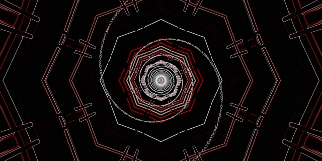 Crveno Crni Oktagon Neon Tunel VJ Loop 2:1 Univisium 60fps Screensaver
