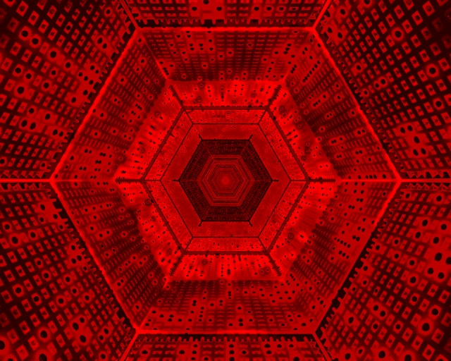 Neon Tunel Crveni Šestougao Vrtlog VJ Loop 5:4 Industrijski 60fps Čuvar Ekrana