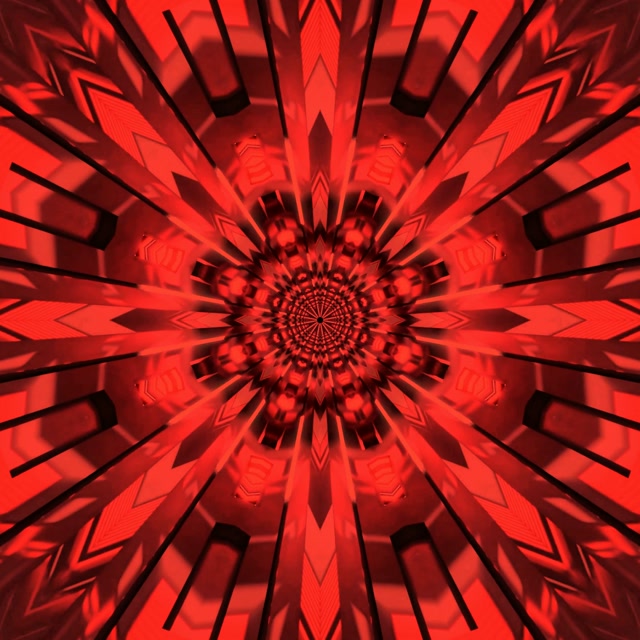 Crveni Fraktal Kaleidoskop Neon Tunel VJ Loop 1:1 Kvadrat 60fps Screensaver