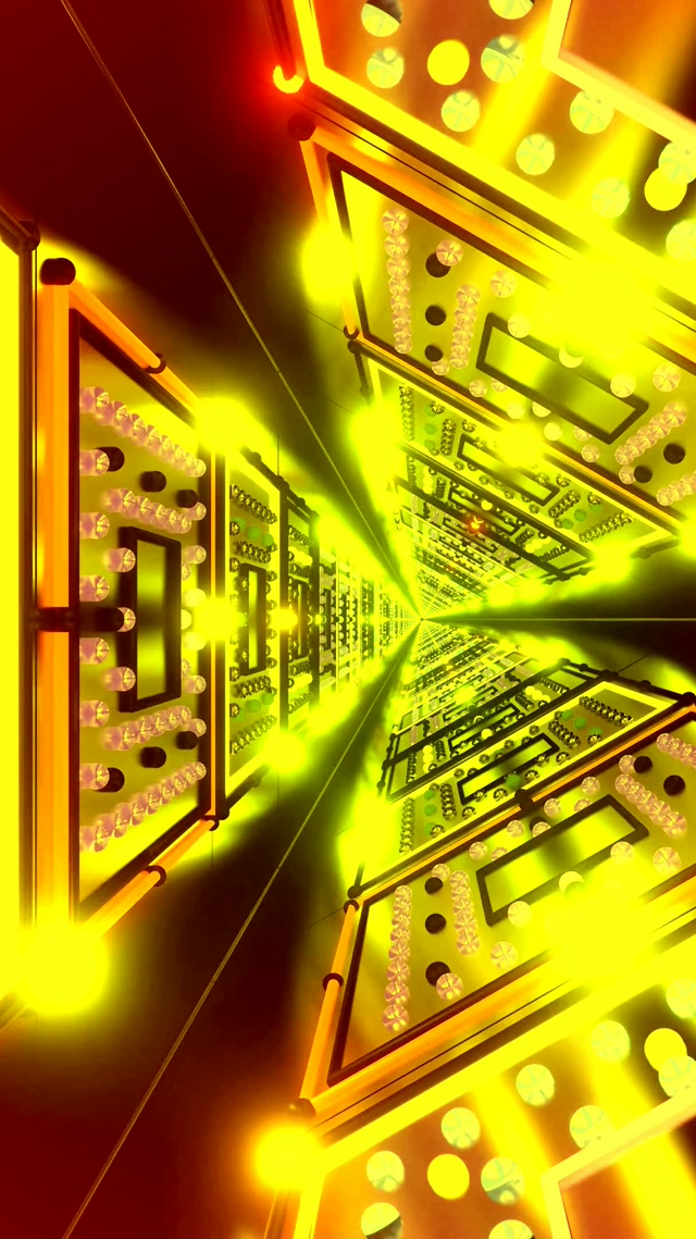 Vj loop Neon Tunel Žuti Grid Kolo 9:16 Reels 60fps Screensaver